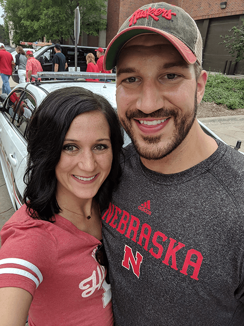 dr chapek and wife at husker game